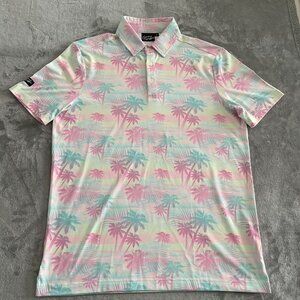 Sunday Swagger Polo Shirt Men's Small Palm Trees Pastel Golf Athletic Tropical‎